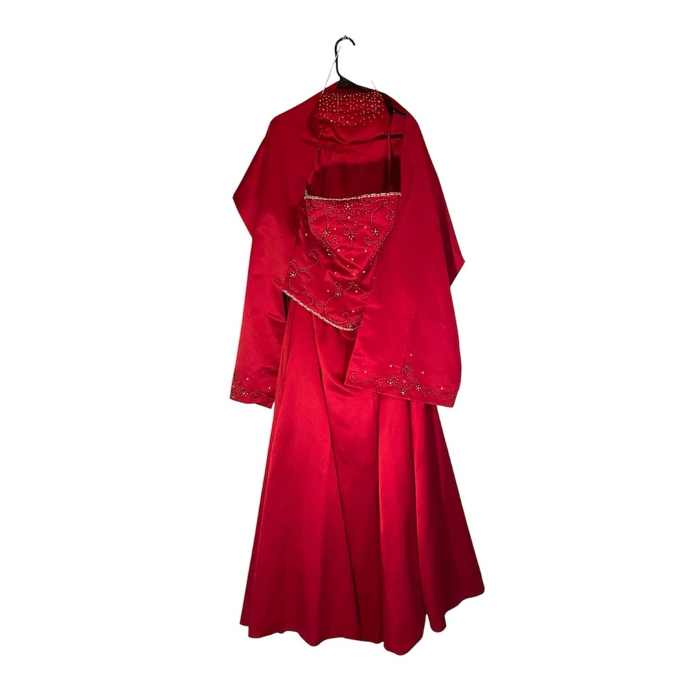 Glamorous Red Prom Dress with Beaded Accents